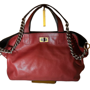 257. CHANEL Reissue Red Leather Chain Shoulder Bag with COA